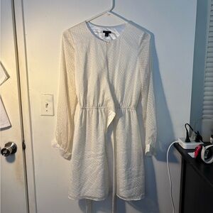 Ann Taylor White Long Sleeve Sundress